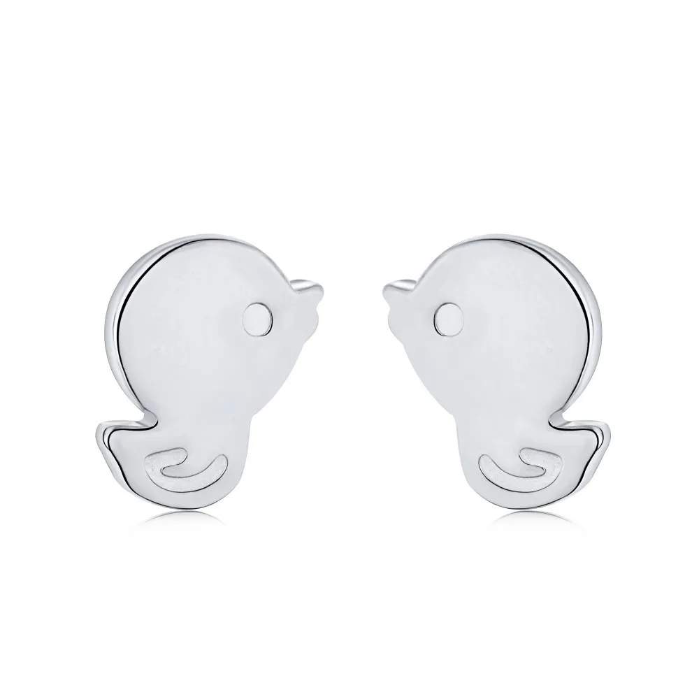 S925 Silver Mini Cute Duckling Earstuds with Minimalist Design and Exquisite Sparkling Cartoon Pattern