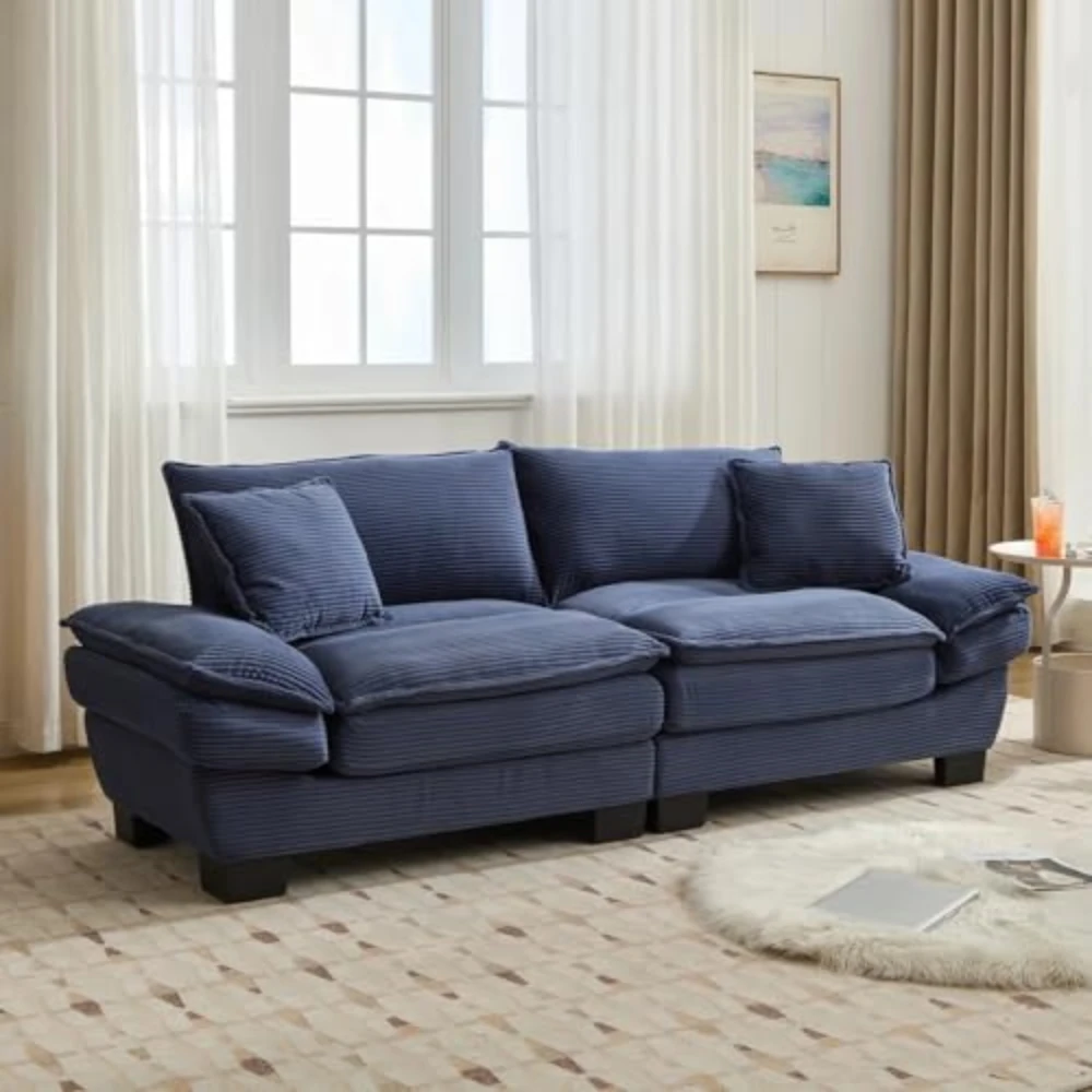 Custom OEM Modern Corduroy Loveseat Sofa Ultra Comfy Cloud Fabric Couch For Apartment Living Room Bedroom Home Office