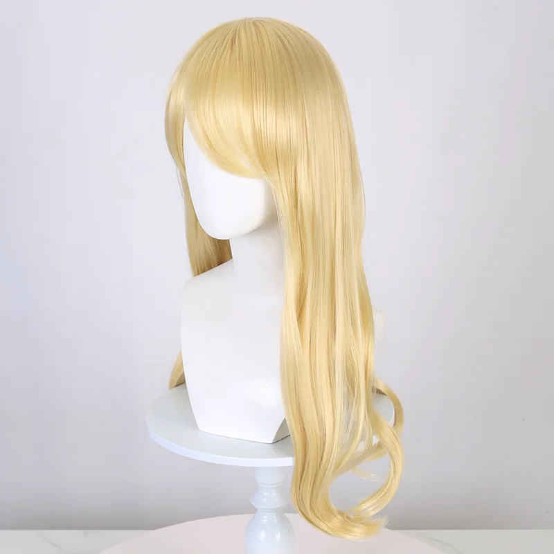 شعر مستعار اصطناعي أشقر طويل مجعد للنساء خط شعر طبيعي مقاوم للحرارة بدون صمغ زي للحفلات التنكرية اليومية #2