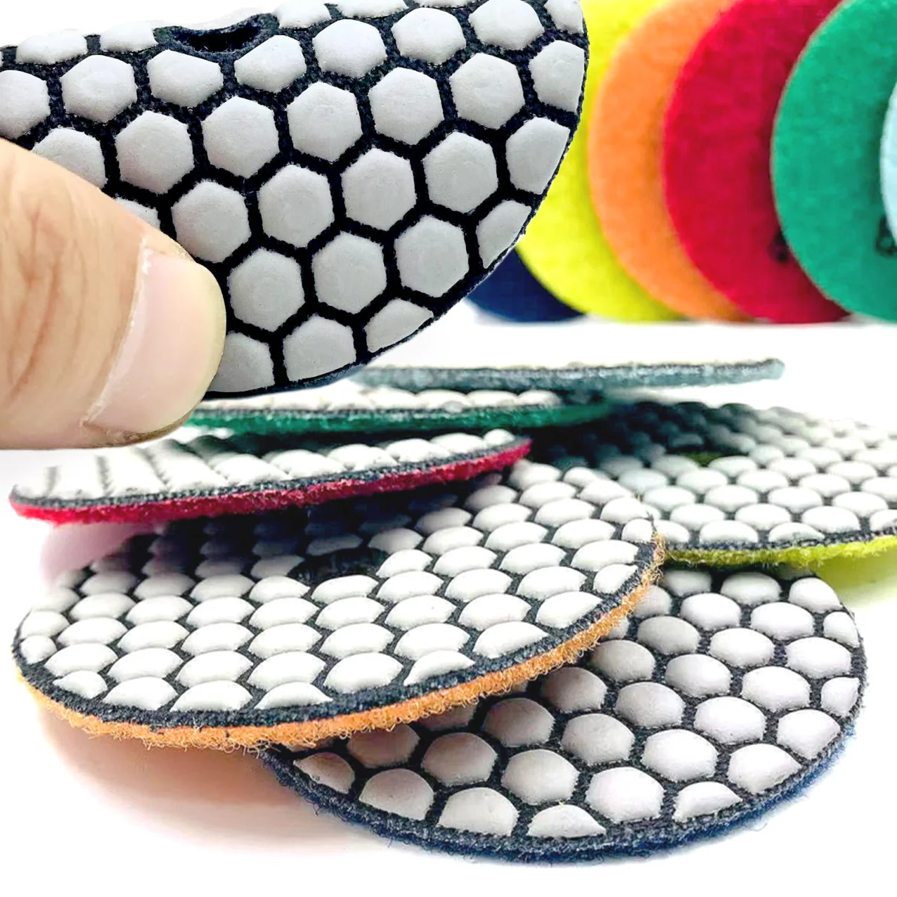 1 Stück-6 Stück 80 mm Diamant-Polierpads 50–1500 # Trockenpolierpads zum Schleifen von Granit, Marmor, Porzellan, Fliesen, Schleifplatte – Detail 1