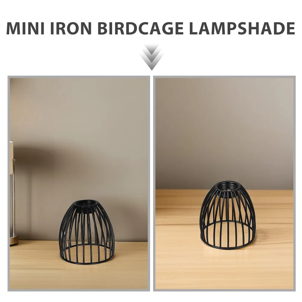 2Pcs Hollow Metal Birdcage Lampshade Wrought Iron Mini Pendant Light Shade Industrial Vintage Ceiling Light Cover Bedroom Table