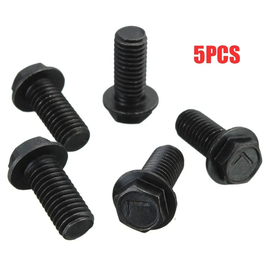 

5pcs Saw Blade Screw M8 X 18mm Left Hand Thread Hex Flange For Cutting Machine Carbon Steel M8X18mm High Strength And Hardness