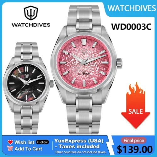 Imagen 1 del producto Watchdives WD0003C Reloj de 38 mm VH31 Sweep Seconds Movimiento de cuarzo Reloj de acero inoxidable Elementum Diseño original Reloj de pulsera para hombre