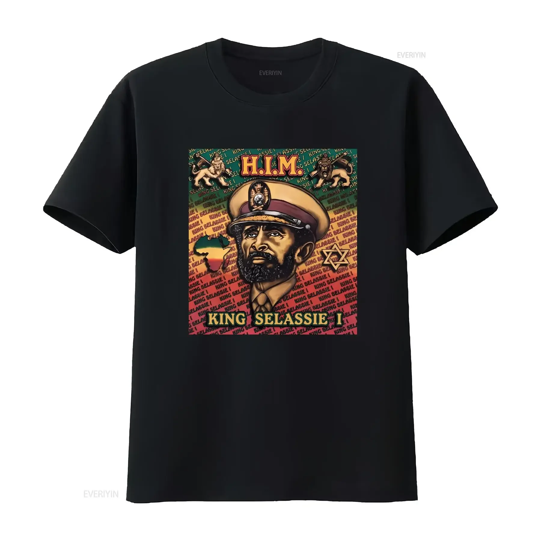 Vintage Rasta Reggae Rap T Shirt 2XL King Selassie H I M Lion of Judah African Map Star David Print vintage Washed