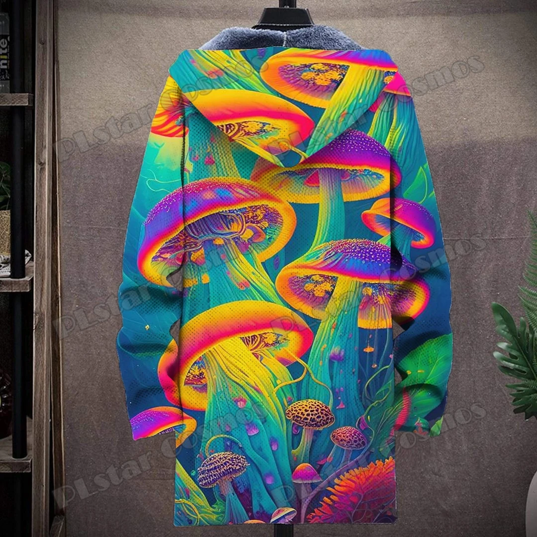Mushroom And Psychedelic Style Pattern 3D All Over Printed Men's Hooded Coat Winter Casual Thick Warm hooded jacket HR08