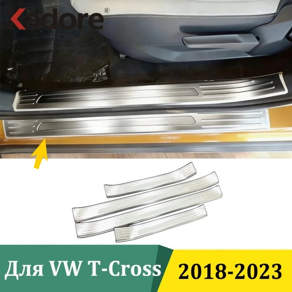 

For Volkswagen T-Cross 2018 2019 2020 2021 2022 2023 Outer Door Sill Protectors Scuff Plates Thresholds Sticker Car Accessories