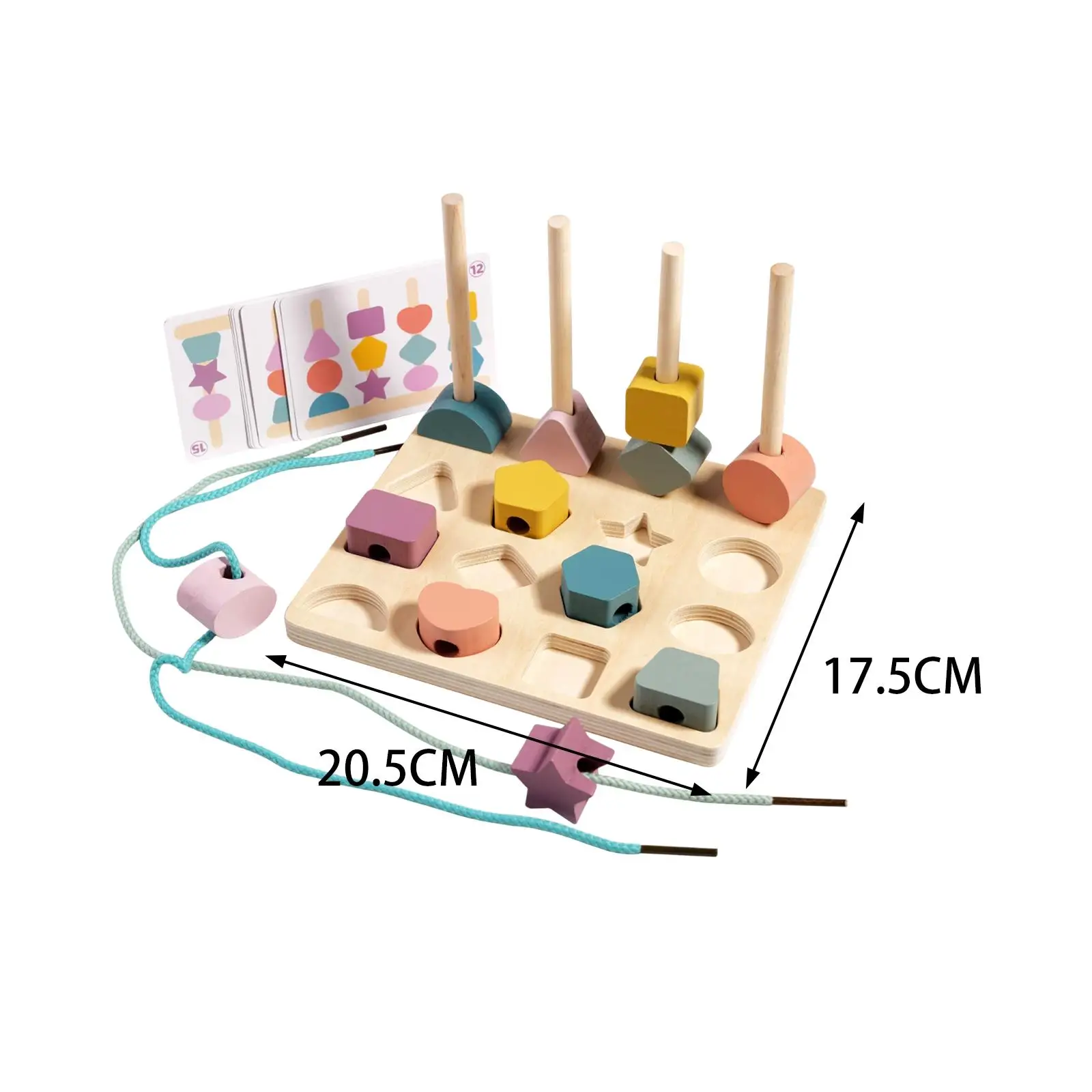 Wooden Beads Sequencing Toy Geometry Pairing for Children 2 3 4 5 Year Old