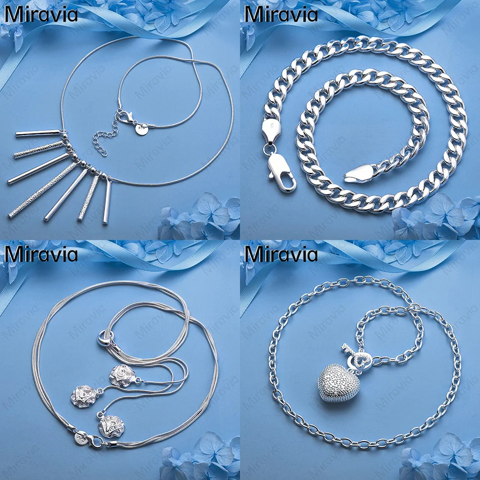 

Miravia 925 Sterling Silver Box Chain Necklace Women'S Retro Personality Accessories Party Jewelry