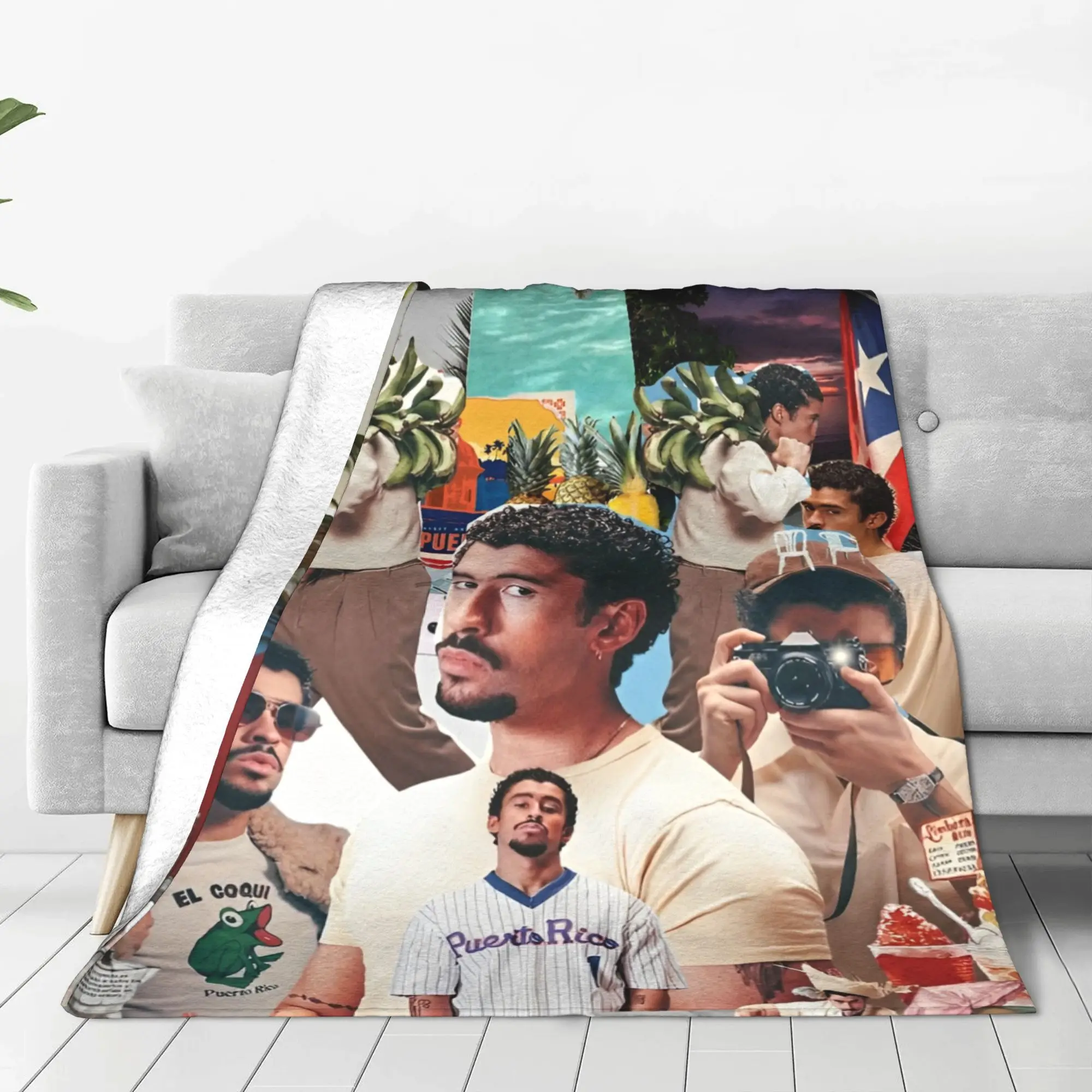 Bads Bunnys Album Debi Tirar Mas Fotos DTMF 2025 Blanket Multi-size Soft Fuzzy Plush  Throw Blankets for Sofa Couch and Bed