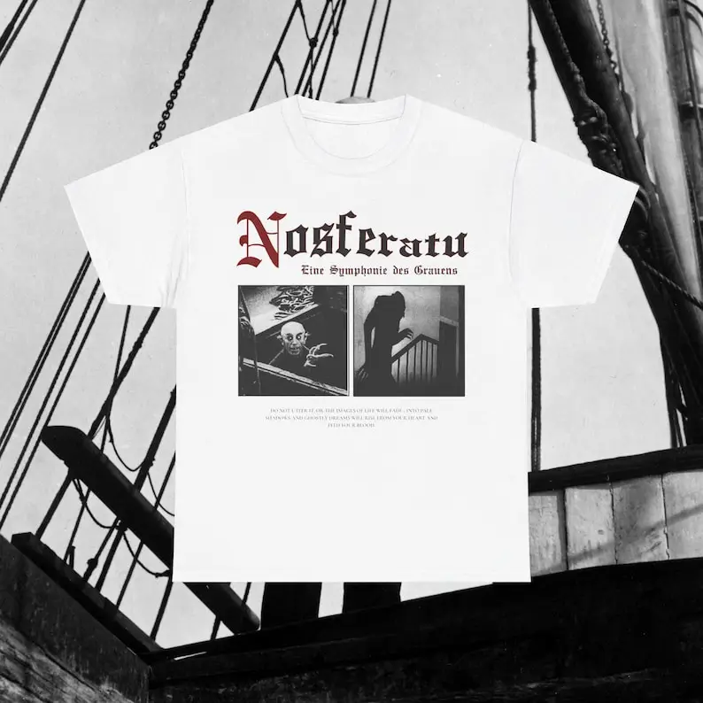 

Nosferatu Film Shirt, Classic Horror Move Tshirt, Dark Gothic Aesthetic Vintage-Inspired Tee, Count Orlok, Robert Eggers, Vampir