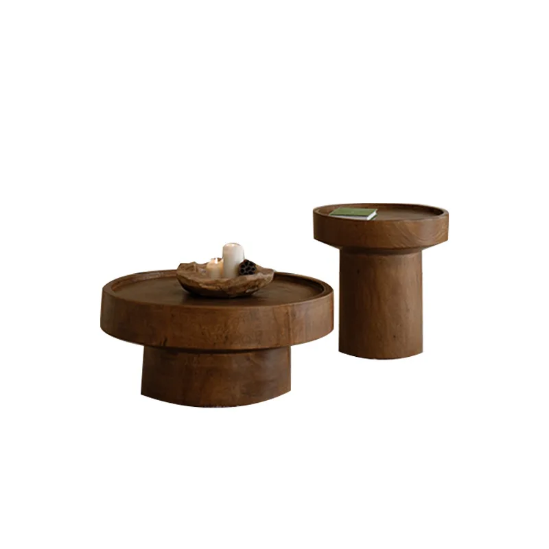 Wabi-sabi wind, solid wood round wooden pier coffee table, retro and old, log pier