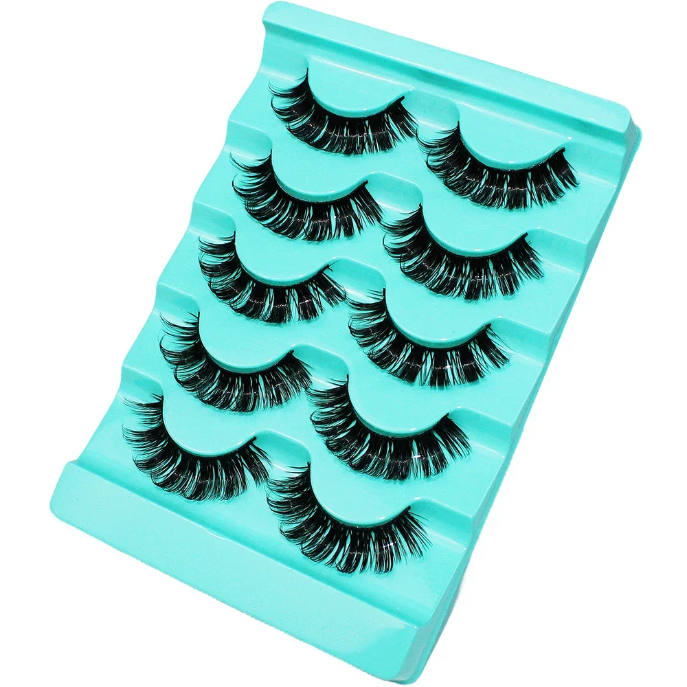 Faux cils 3D à bande russe, faux cils en vison moelleux, aspect naturel, 5 paires