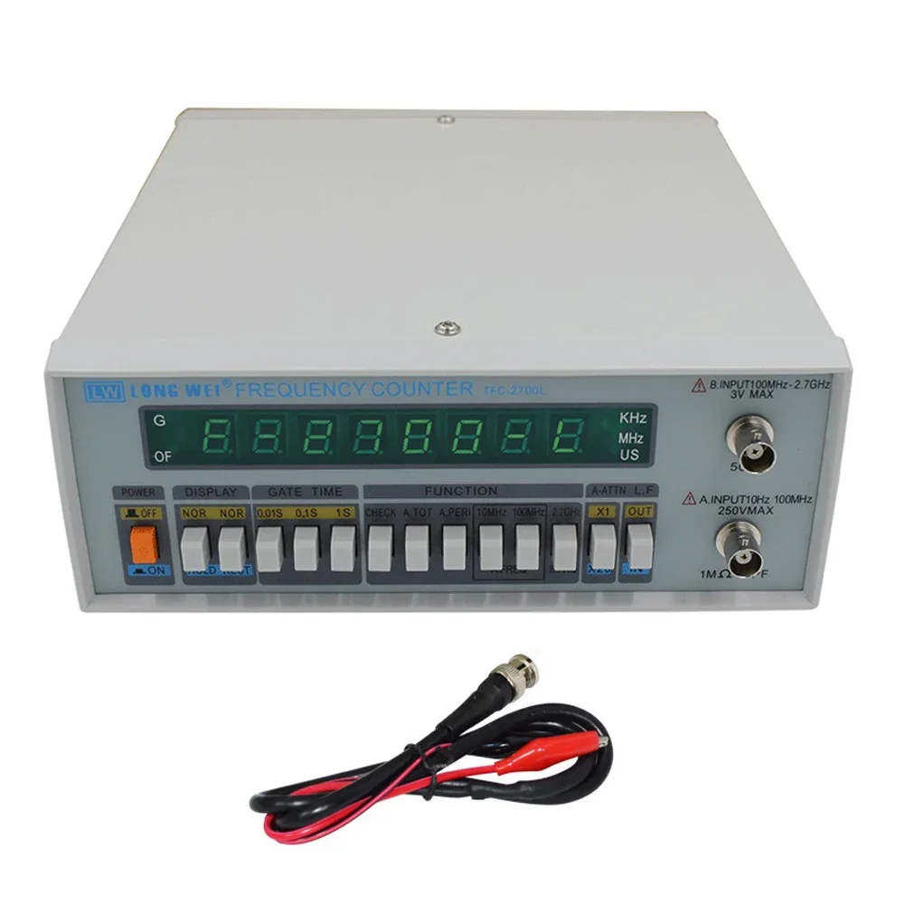 Medidor de frequência de alta precisão multifuncional, 8 LED Display Instrument, alta resolução, TFC-2700L, 10Hz-2,7 GHz