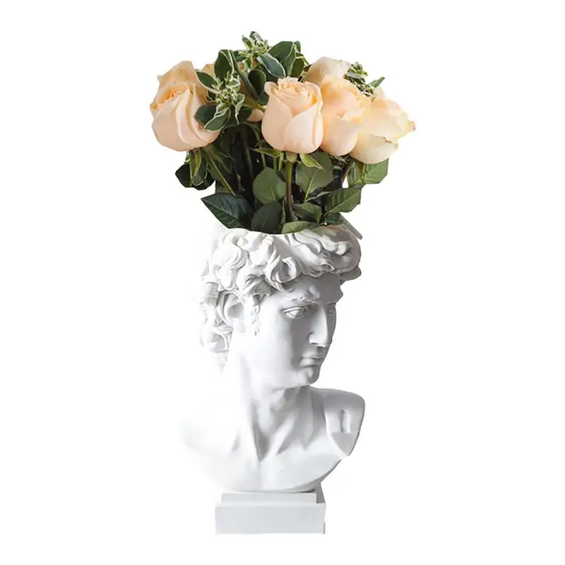 David Statue Flower Vase Roman Style Statue Planter Makeup Brushes Container Pen Holder Greek Bust David Statue Vintage Decor