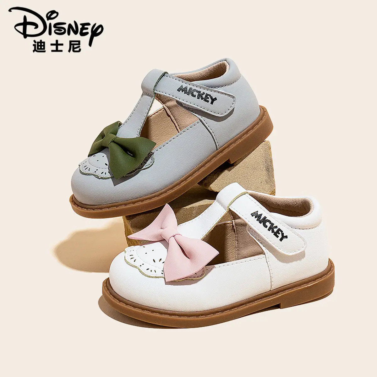 real pictures photos Mickey Mouse bow Girls Princess Shoes Children's Shoes Children's Baby Soft Bottom Breathable Fashion