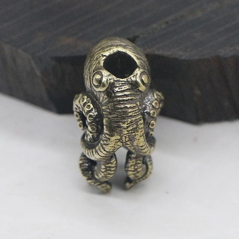 2022 New Pure copper octopus Crusu old ruler EDC umbrella rope knife pendant silver handmade DIY pendant keychain pendant