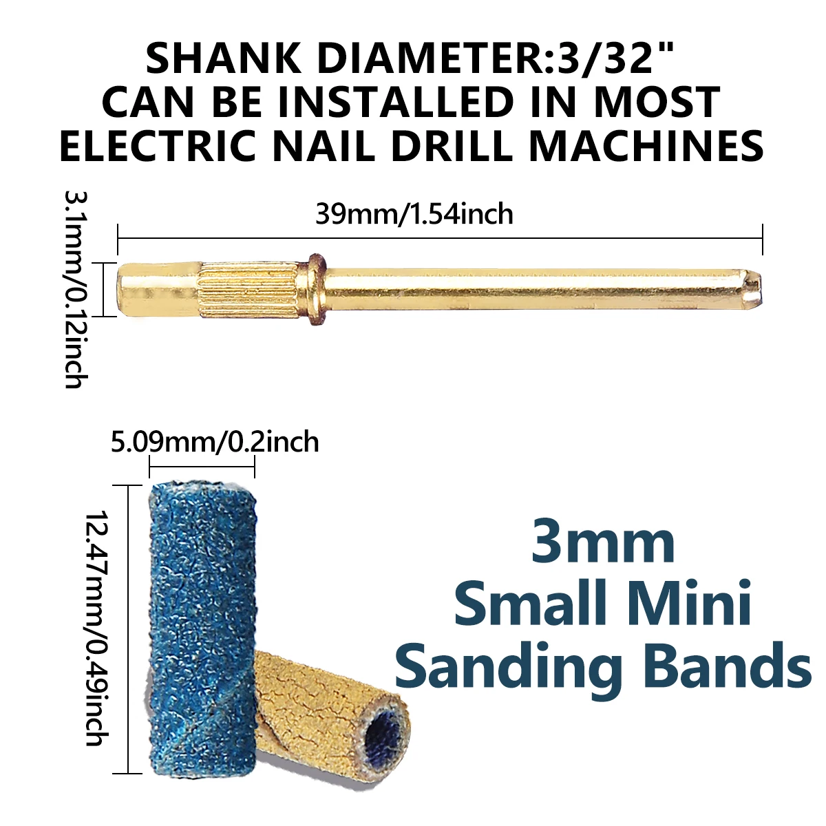 81(80+1)Pcs Professional Nail Drill Sanding Bands, Nail Drill Bits for Manicure and Pedicure Tools, 3mm Small Mini Nail Sanding