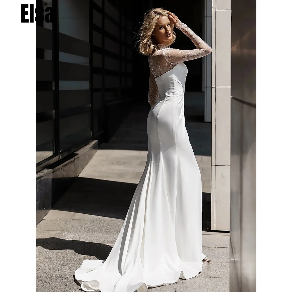 Satin Mermaid Wedding Dresses For Women 2 Pieces Sweetheart Long Bridal Gowns Side Slit Bride Dress vestido de novia Customized