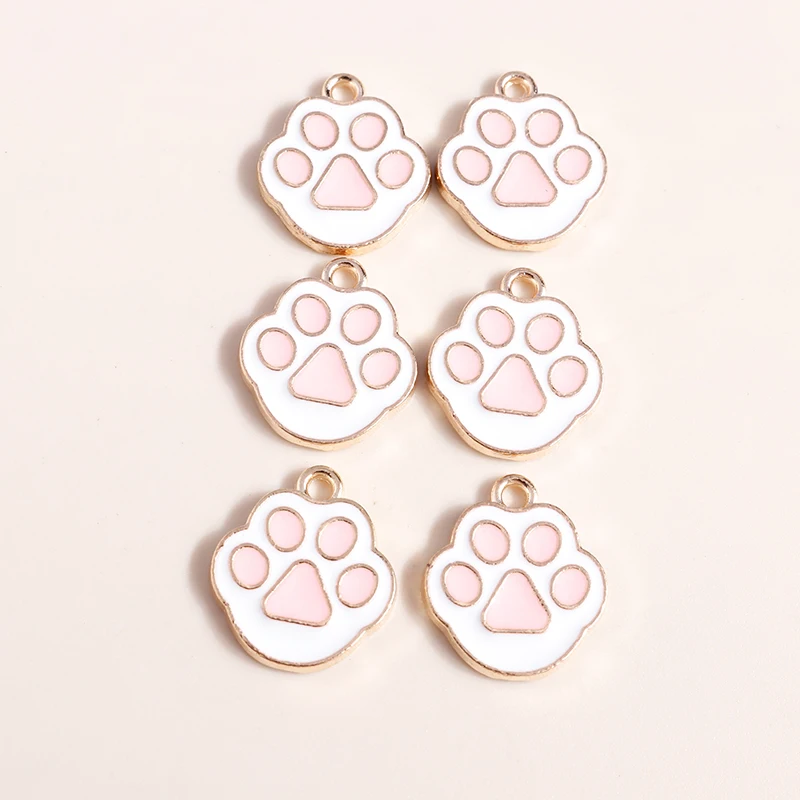 Leslie 10 Stück Kawaii Cartoon rosa Pfote Hundepfote Anhänger Charms für handgemachte DIY Ohrringe Armbänder Schmuckherstellung Zubehör – Detail 10
