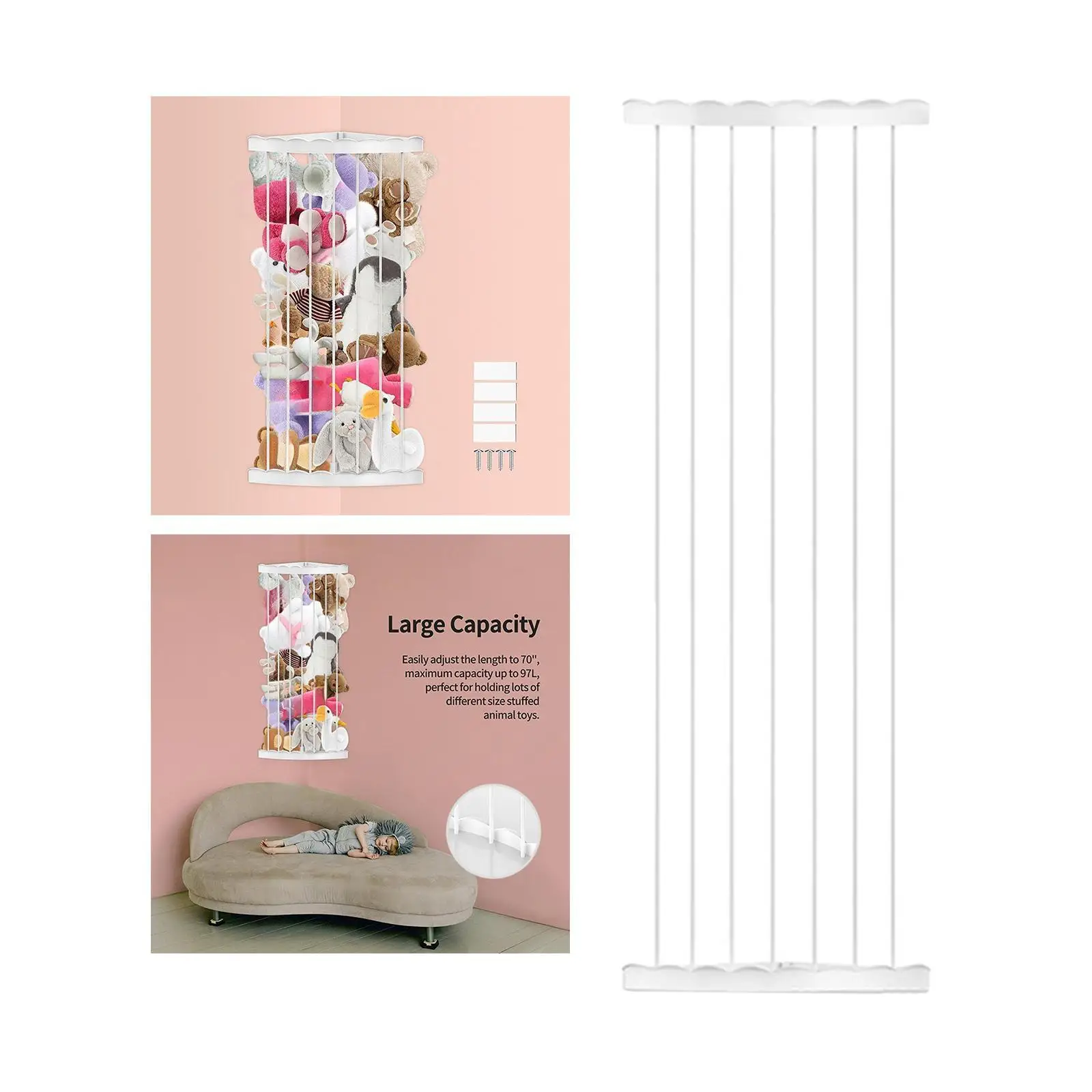 

Угловой держатель для плюшевых игрушек, прочное подвесное хранилище для игровой комнаты, детской спальни