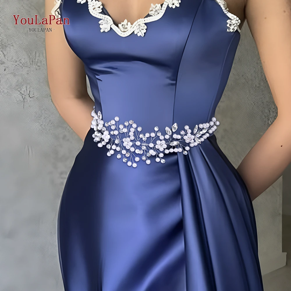 YouLaPan Silver Color Elegant Pearl Waist Decorative Bride Wedding Dress Belt Women Dress Belt Crystal Waist Accessories SH795