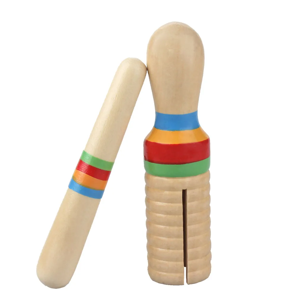 

2pcs Wooden Scraper Kids Musical Instrument Set Bright Color Educational Toy Brain Development Gifts Percussion Sound Tube