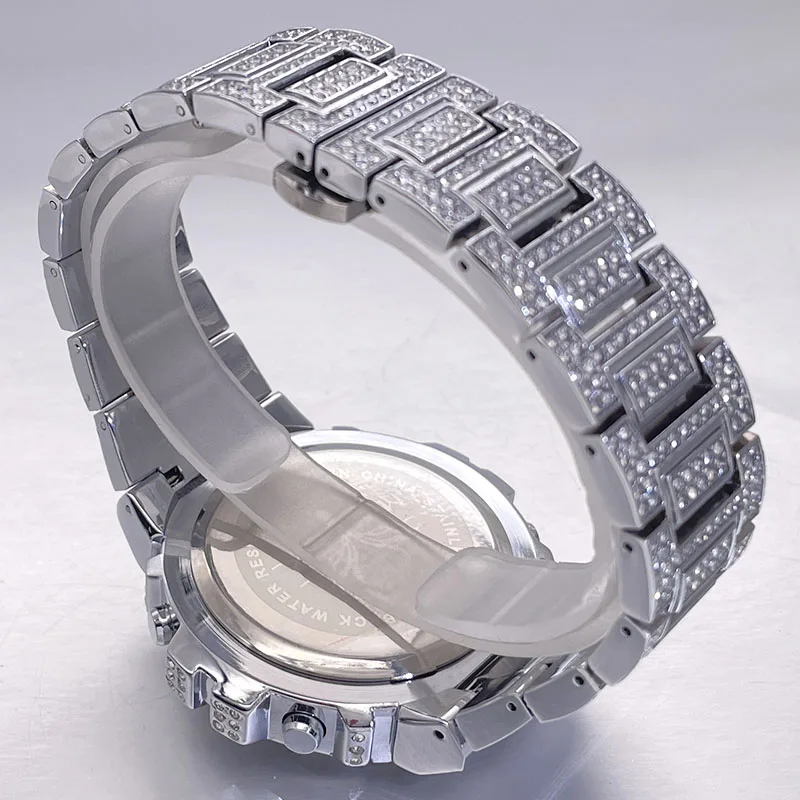 2022 Hip Hop Brand MISSFOX Sliver Fashion Watch Men Luxury Digital Smart Watches Full Iced Diamond Clocks Male Hot Free Shipping