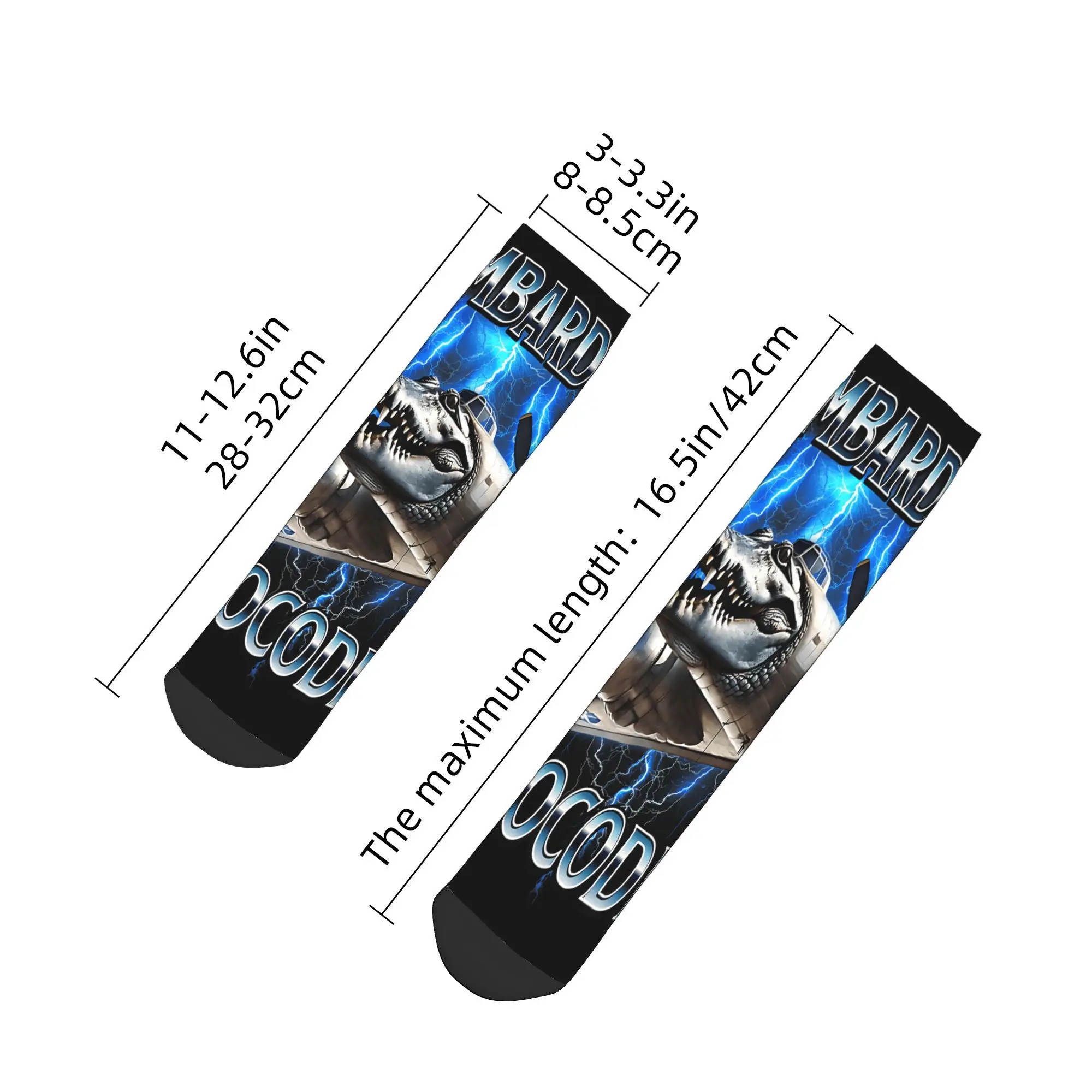 Bombardiro Crocodilo Söckchen Paar Italienisches Brainrot Meme Atmungsaktive Neuheitssocke Frühling Outdoor Rutschfestes Design Socken Geschenk