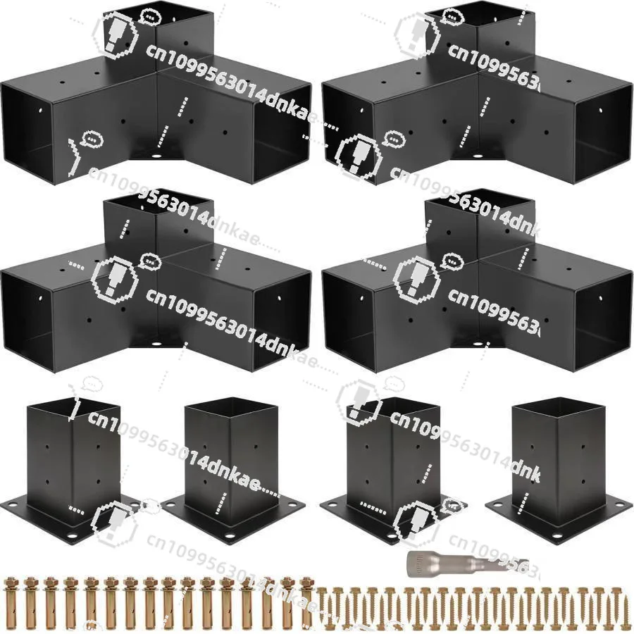 Black Powder Coated Pergola Bracket Column Shoulder Base Pergola Steel Bracket Kit Factory Direct Sales