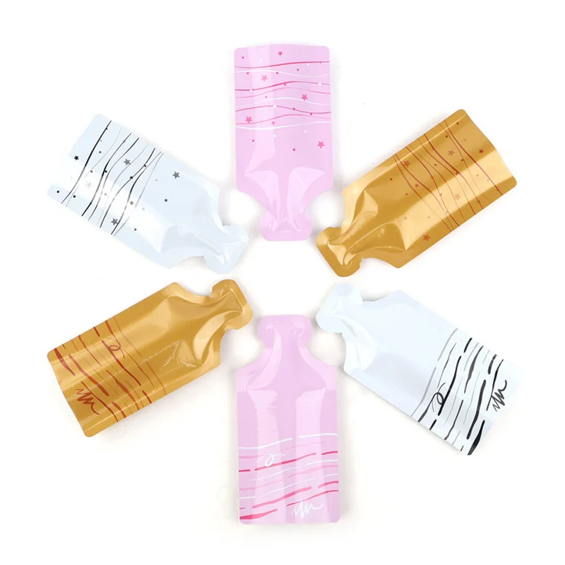 2000Pcs Glod Pink White Bottle Shape Aluminum Foil Open Top Bag Shampoo Powder Cream Liquid Trial Heat Sealing Gift Packag Pouch