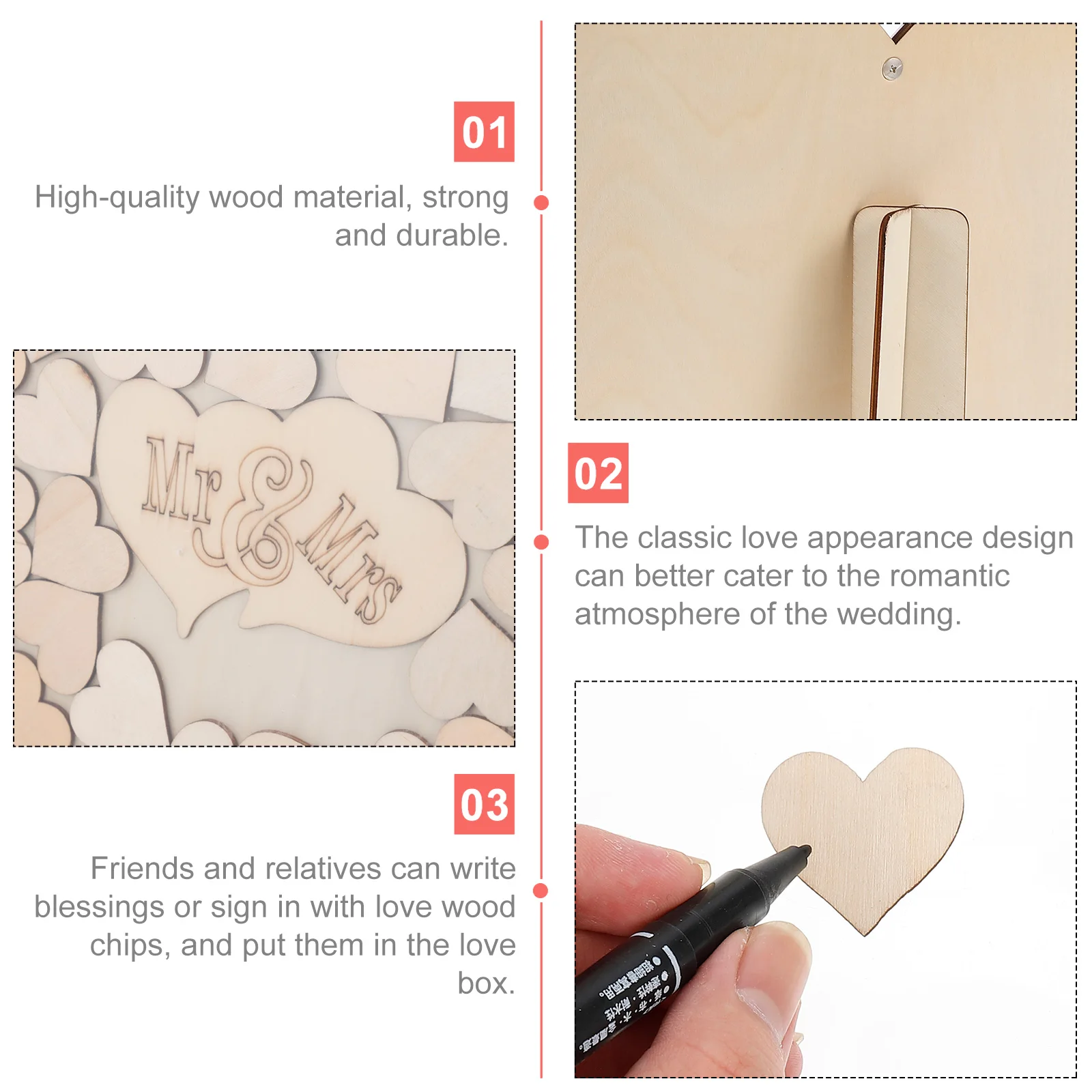 

Wishing Heart-shaped Wedding Decorations Guest Book Ornament Guestbook Baby Neon