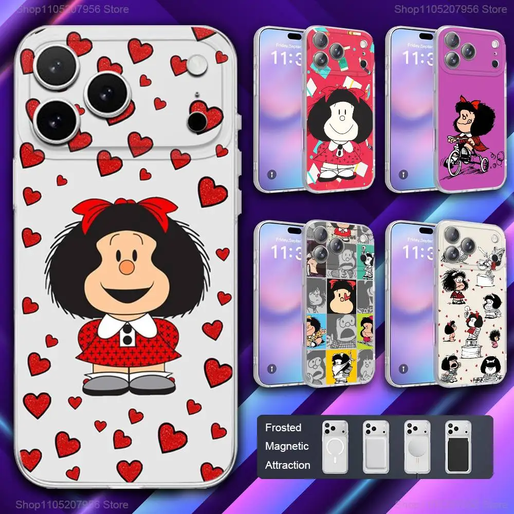 

Hot M-Mafaldas Comics For iPhone 11,12,15,14,13,17,16,Pro,Plus,E,Max,Air,Mini Magnetic Frosted Cover Phone Case
