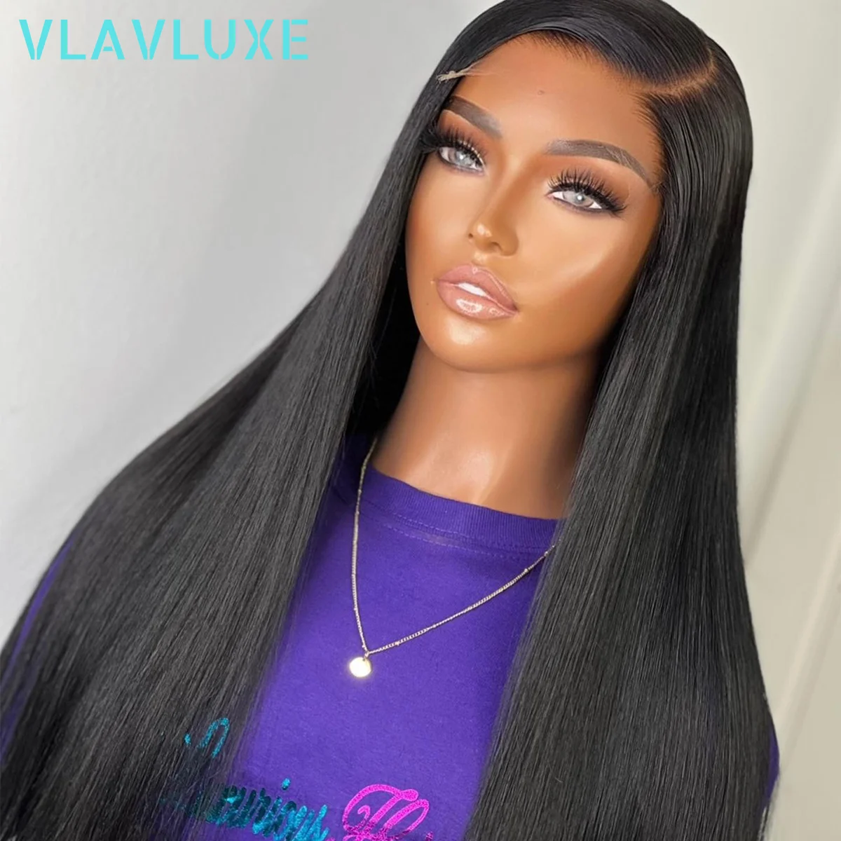 

Бесклеевой # 1B Прямые парики из натуральных волос 13 × 6 HD Прозрачные кружевные фронтальные парики 250% Плотность 36 дюймов Предварительно сорванные парики из волос Vlavluxe