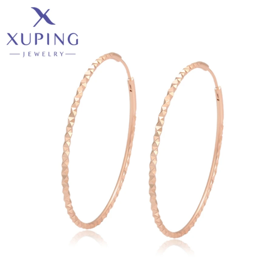 Xuping Jewelry New Fashion Round Shape Elegant Rose Gold Color Hoops Earrings for Women Commemoration Day Wish Gift A00858130