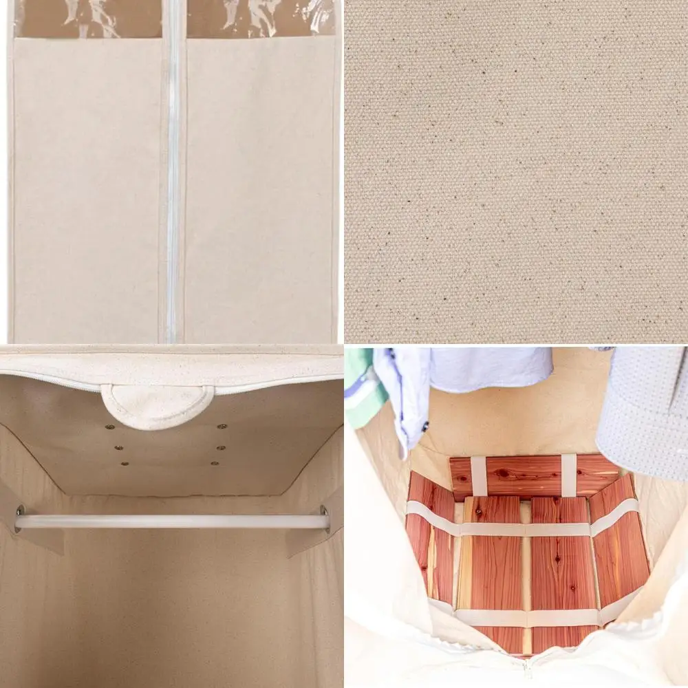 

Natural Cotton Canvas Hanging Wardrobe, Sturdy and Airy, Versatile Storage