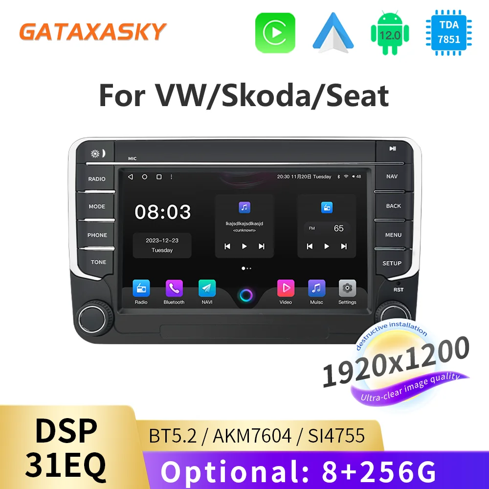 

GATAXASKY 7"Android Car Radio GPS WiFi RDS Carplay Autoradio Multimedia Player For Volkswagen golf 5 6 Passat b6 b7 Skoda Polo