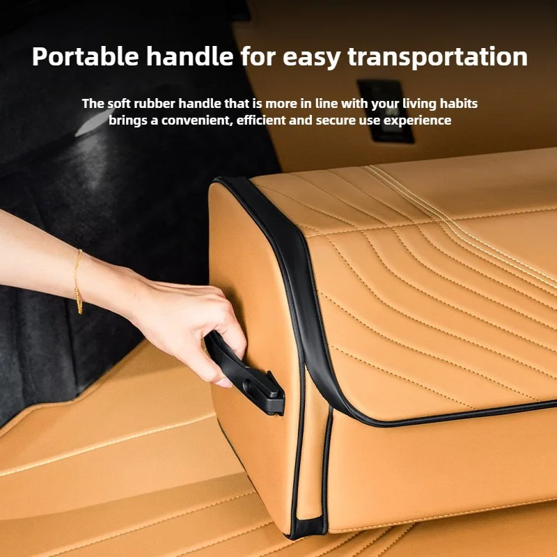 صندوق تخزين صندوق السيارة من الجلد الفاخر منظم صندوق السيارة القابل للطي ملحقات صندوق السيارة منظم تخزين السيارات بسعة كبيرة #4