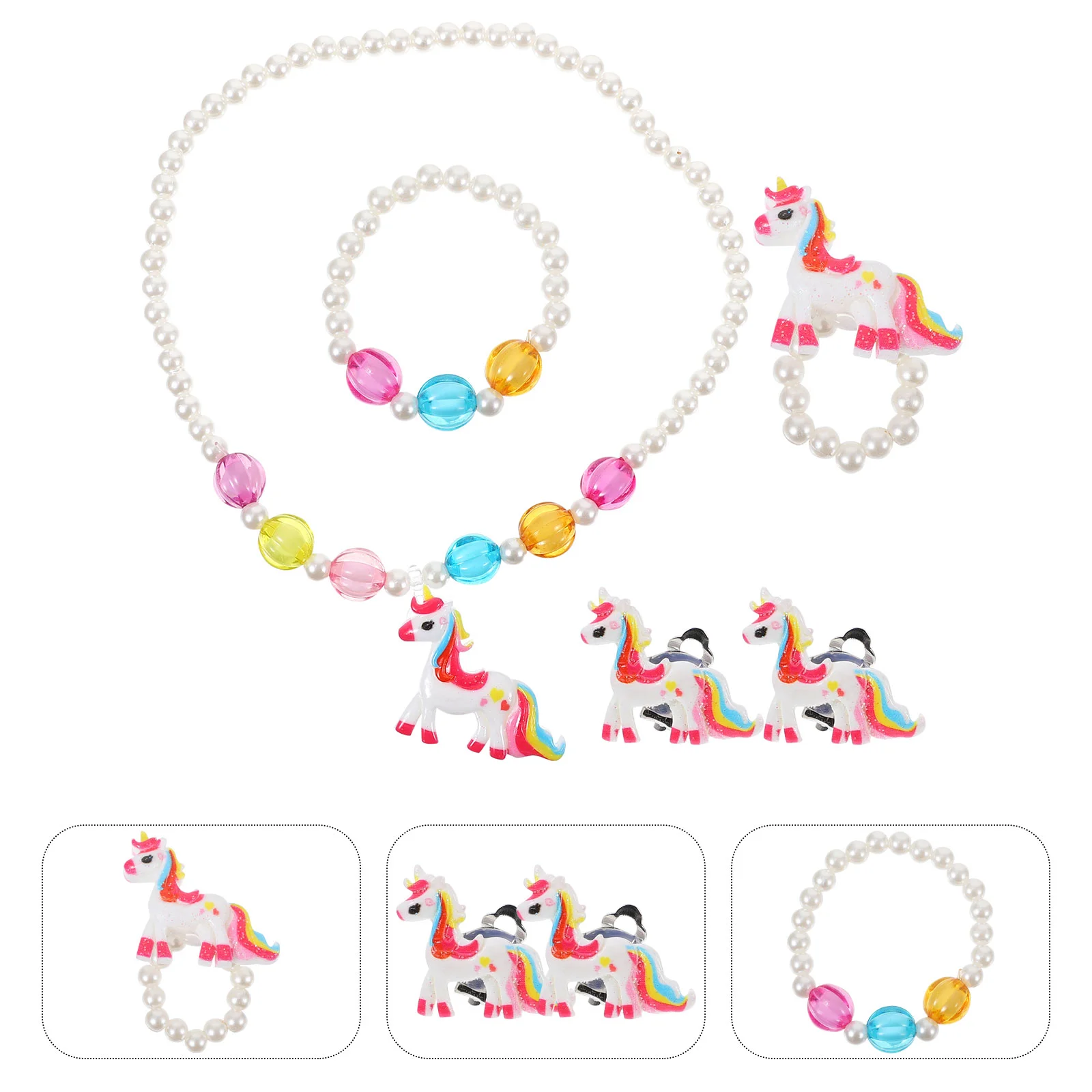 Womans Rings Jewelry Necklace Girl Unicorn Kit Beaded Bracelets for Women Necklaces