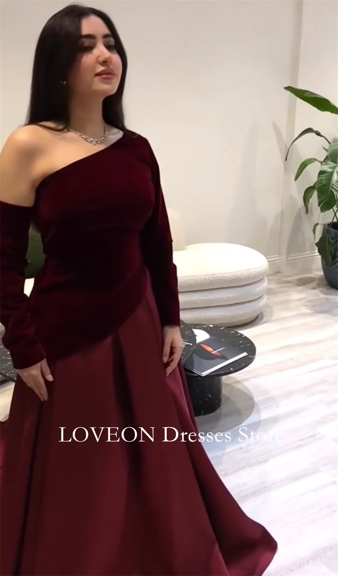 Colavis One-Shoulder Velvet Formal Evening Dresses Pleat Long Sleeves  فساتين سهرة  Customized Elegant Prom Growns Party Women