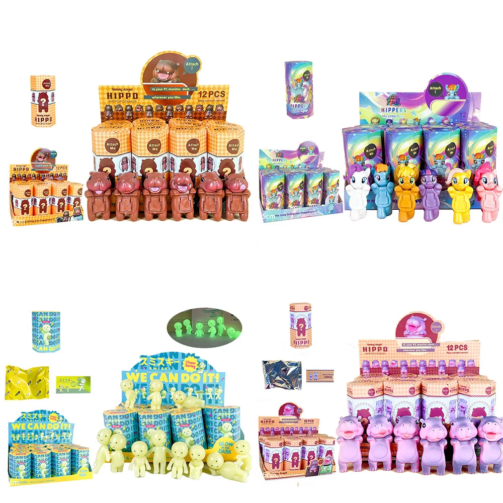 

12pc Set Cute Hippopotamus Anime Figures Hippers Mini Luminous Doll Toy Blind Box Birthday Surprise Gifts for Children Guests
