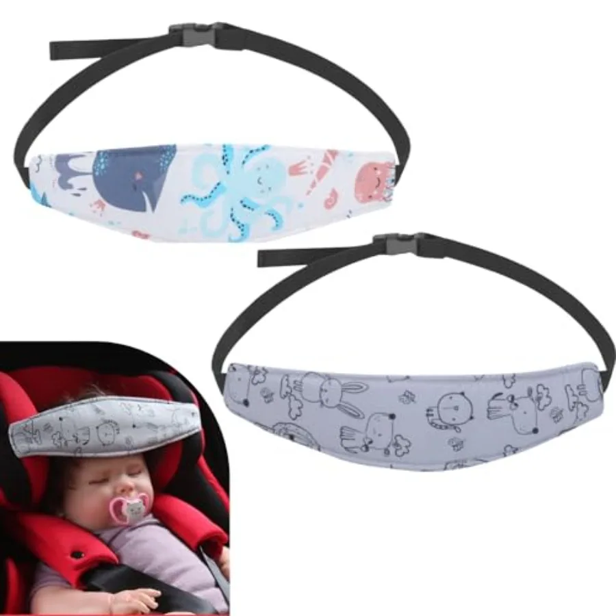 PandaEar 2 Pack Baby Head Support for Car Seat, Carseat Head Band Straps for Toddler Infant, Neck Relief Headrest Strap for Str