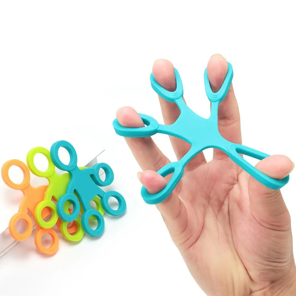 Finger Grip Silicone Ring Exerciser Antistress Resistance Band Fitness Stretcher 3 Levels Finger Sensory Toy for Autism ADHD