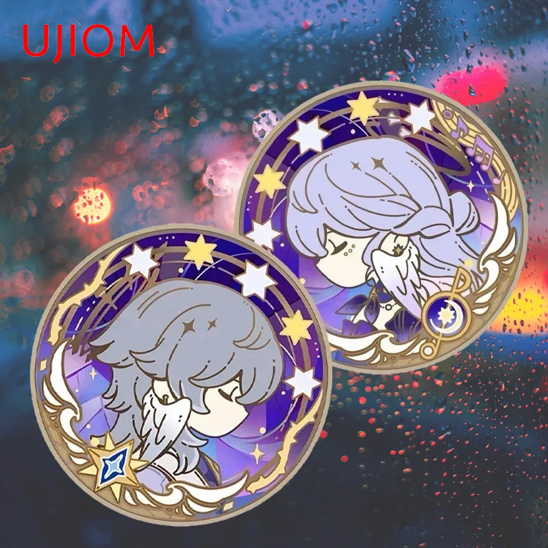 UJIOM 13cm × 13cm Honkai Star Rail Sunday And Robin Delicate Wall Sticker Adorable Artistic Round Decals Adhesive House Decor