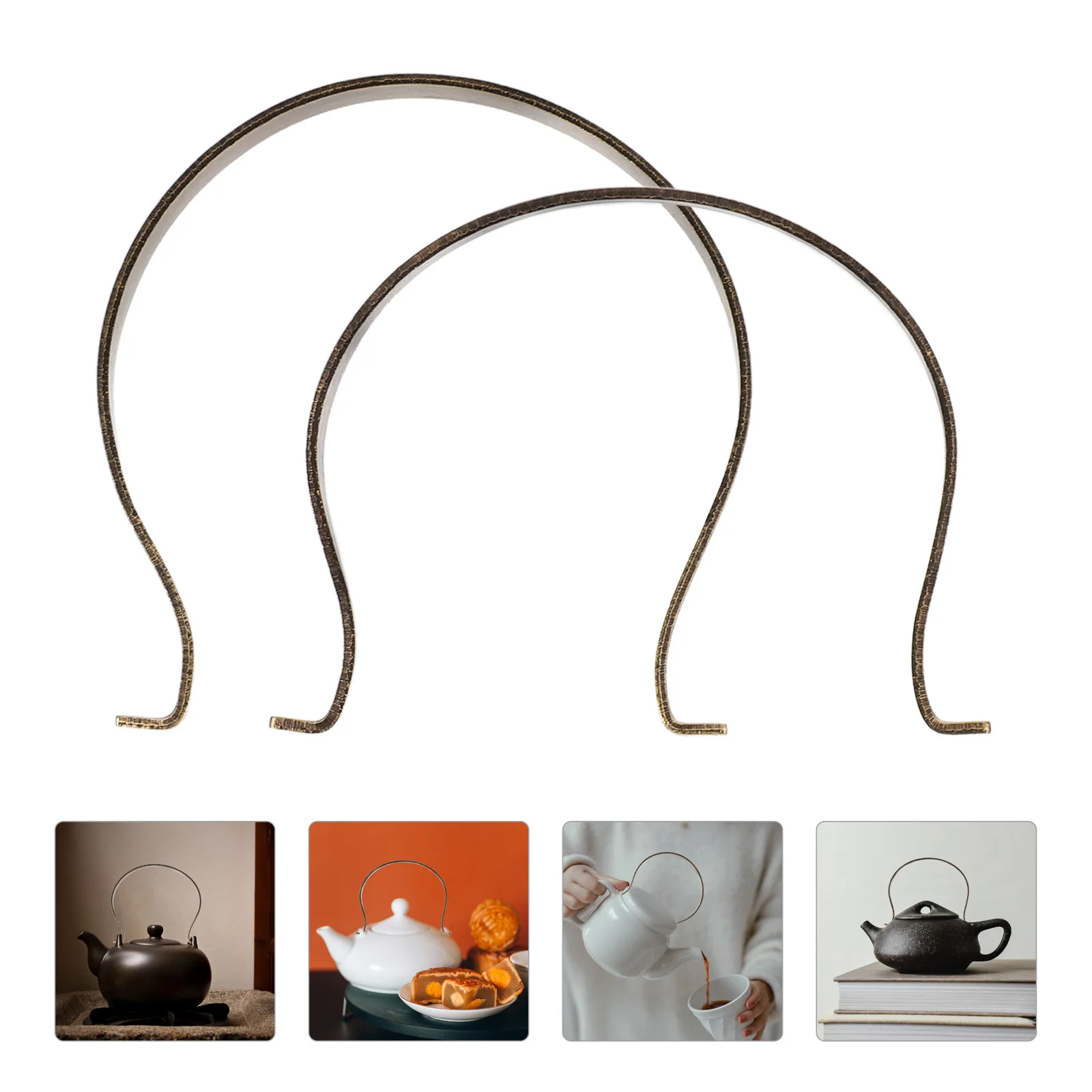 

2Pcs Teapot Handle Replacement Metal Compact Stainless Steel Heat Resistant Wear Resistant Ergonomic Kettle Grip