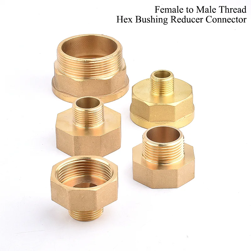 Brass 1.2 1.5 2 Inch Female to Male Thread Hex Bushing Reducer Copper Pipe Fitting Irrigation Aquarium Pump Coupler Connector