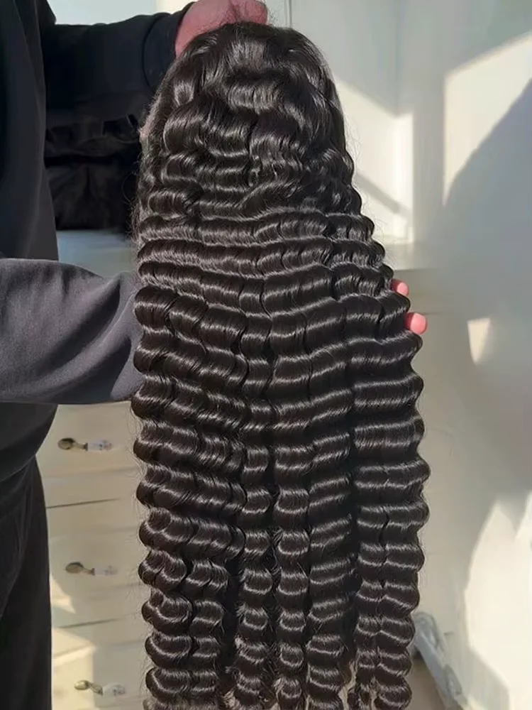 30 36 inch Birmese krullend haar pruik 13x6 HD Lace Front menselijk haar haar pruik 250% dichtheid 13x4 Lace Front losse diepe golf pruik - afbeelding 2