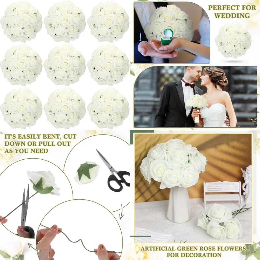 

Artificial Foam Roses 200 Pack - Realistic Fake Flowers for DIY Wedding Bouquets, Bulk Decorative Roses
