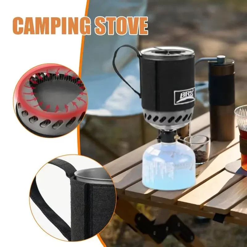 

BRS 61 Jet Boil Camping Pot Stove With Heat Exchanger Portable Gas Stove Quick Burn Coffee Cup Furnace Backpacking Camp Burner