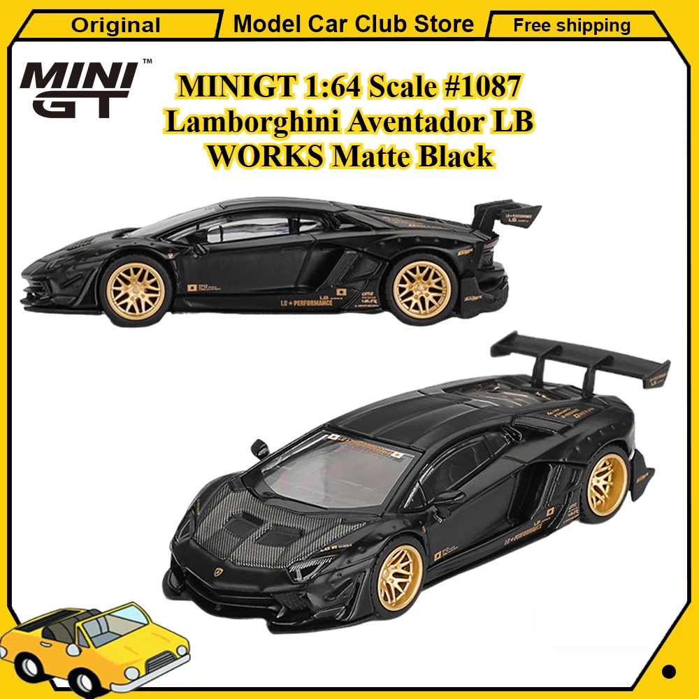 

Миниатюрные модели MINIGT в масштабе 1:64 # 1087 Lamborghini Aventador LB WORKS, матовая черная модель автомобиля из сплава, миниатюрная коллекционная модель, игрушка для хобби, подарок