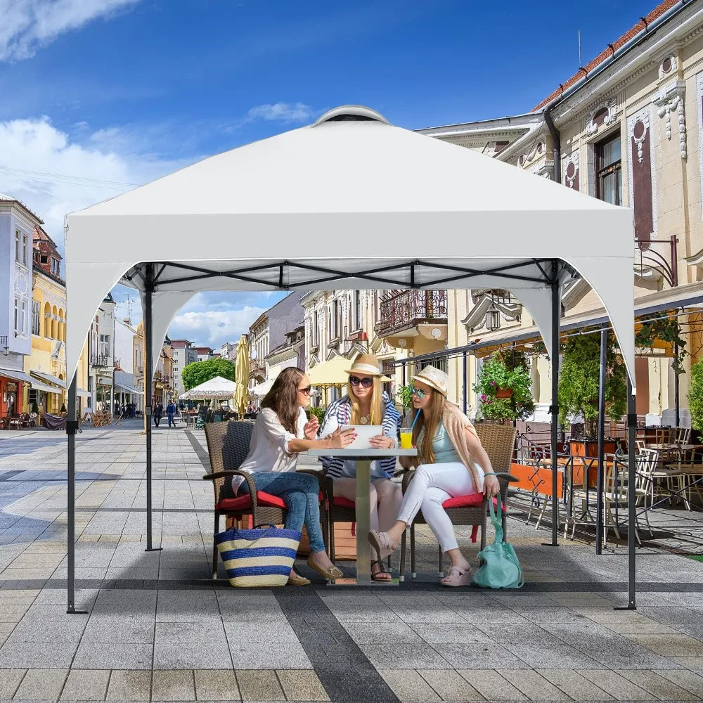 

Pop Up Canopy, 10x10 FT Instant Outdoor Canopy Tent with Carrying Bag, 3 Adjustable Heights, Portable, Customized
